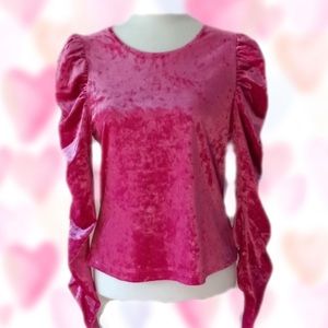 Marc New York Berry Velvetine Puff-Sleeve Top Soft